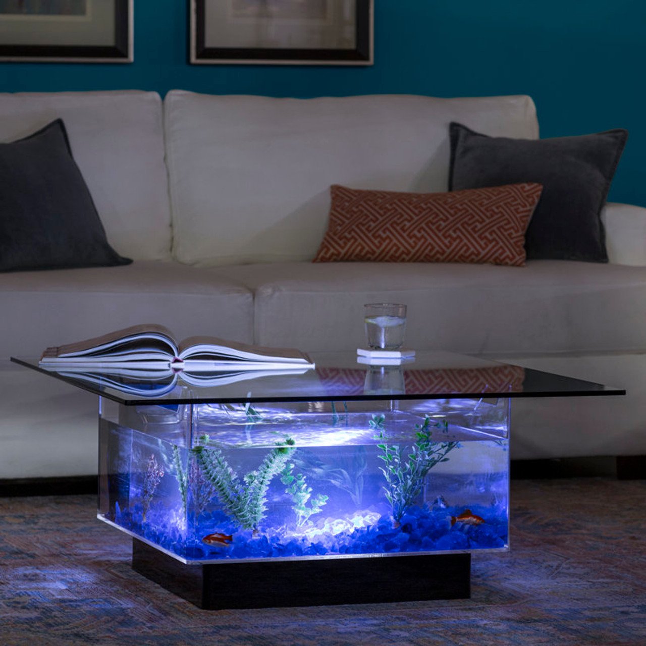 Claire 25 gallons rectangle aquarium coffee table fish tank 88823